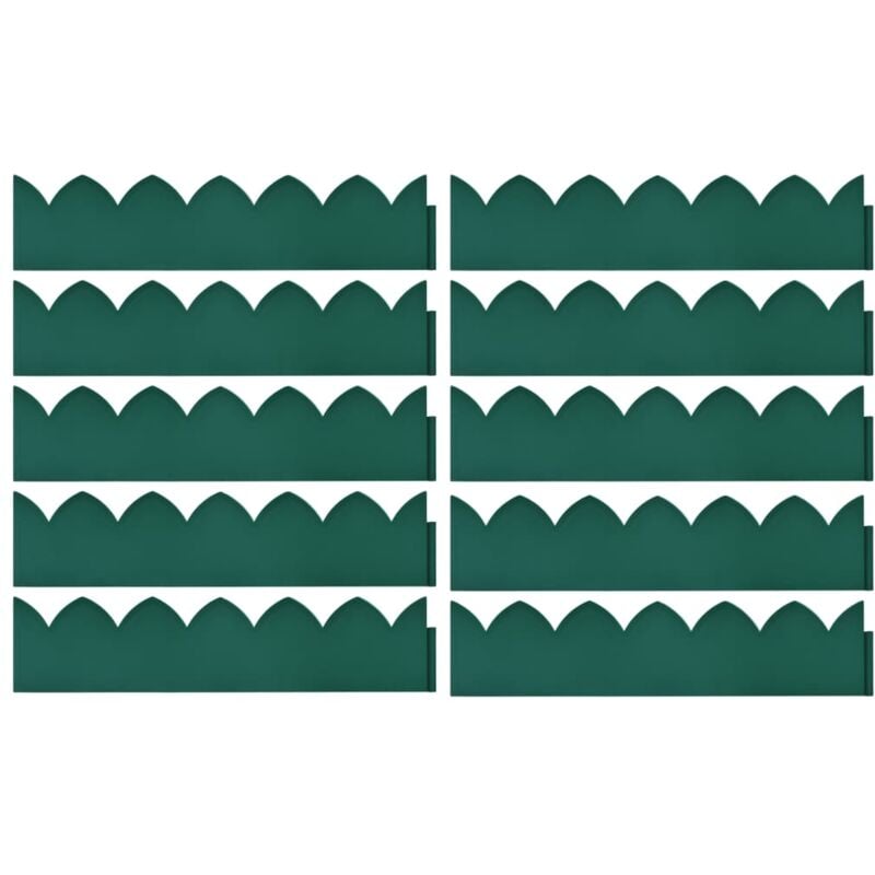 

vidaXL Bordes de jardín 10 unidades PP verde 65x15 cm - Verde