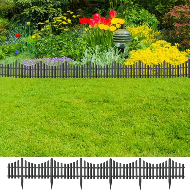 

Bordes de jardín 17 unidades PP gris antracita 10 m