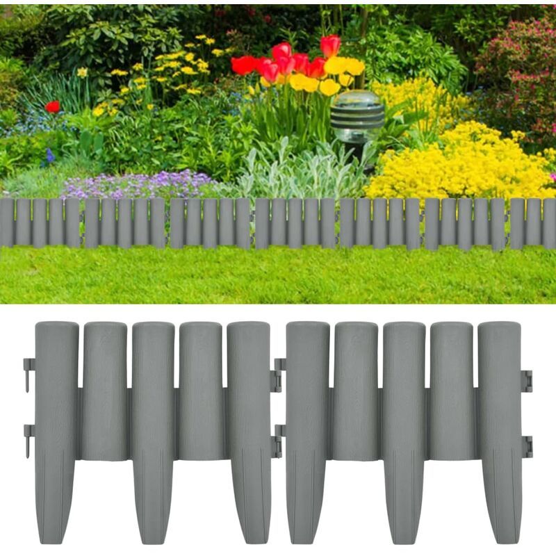 

Bordes de jardín 36 unidades PP gris 10 m