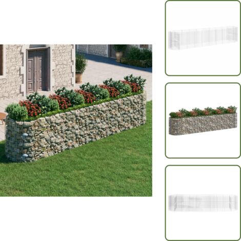 Bordes de jardín - vidaXL Arriate de gaviones de hierro galvanizado 500x100x100 cm - Gaviones para jardín