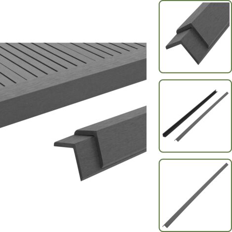 Bordes exteriores - vidaXL Molduras angulares 5 uds WPC gris 170 cm - Cantoneras para tarima