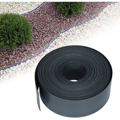Bordo per aiuole 20 m Bordo per aiuole in plastica PP Bordo per aiuole in rotolo Bordo flessibile per aiuole da giardino Protezione UV e resistenza agli agenti atmosferici Prato Antracite NAIZY