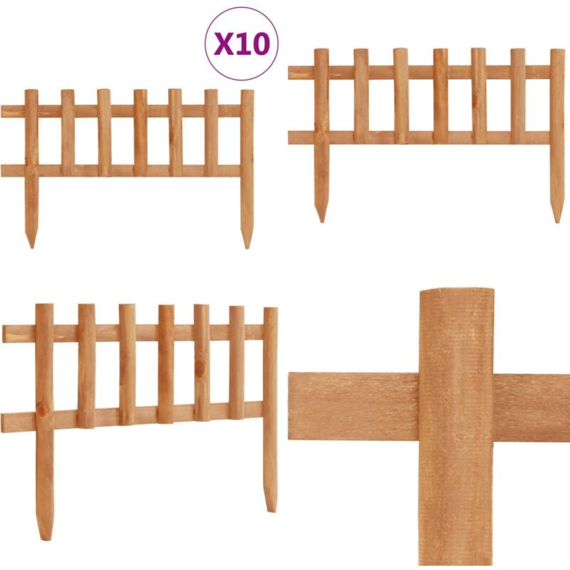 Bordure de jardin 10 pcs Bois de sapin 4,4 m - bordure de jardin - bordures de jardin - Home & Living - Orange