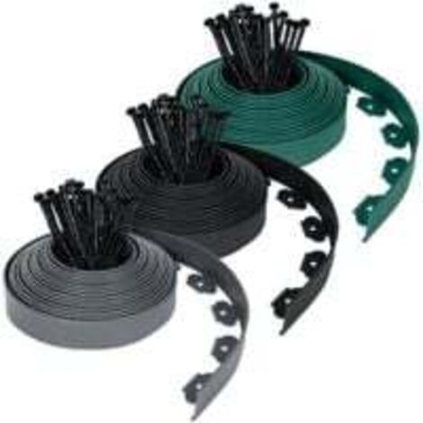 Bordure de Jardin 10m Flexible en Plastique PP avec Clous de Fixation Bordures de Lit Hauteur 5cm pour Jardin, Vert