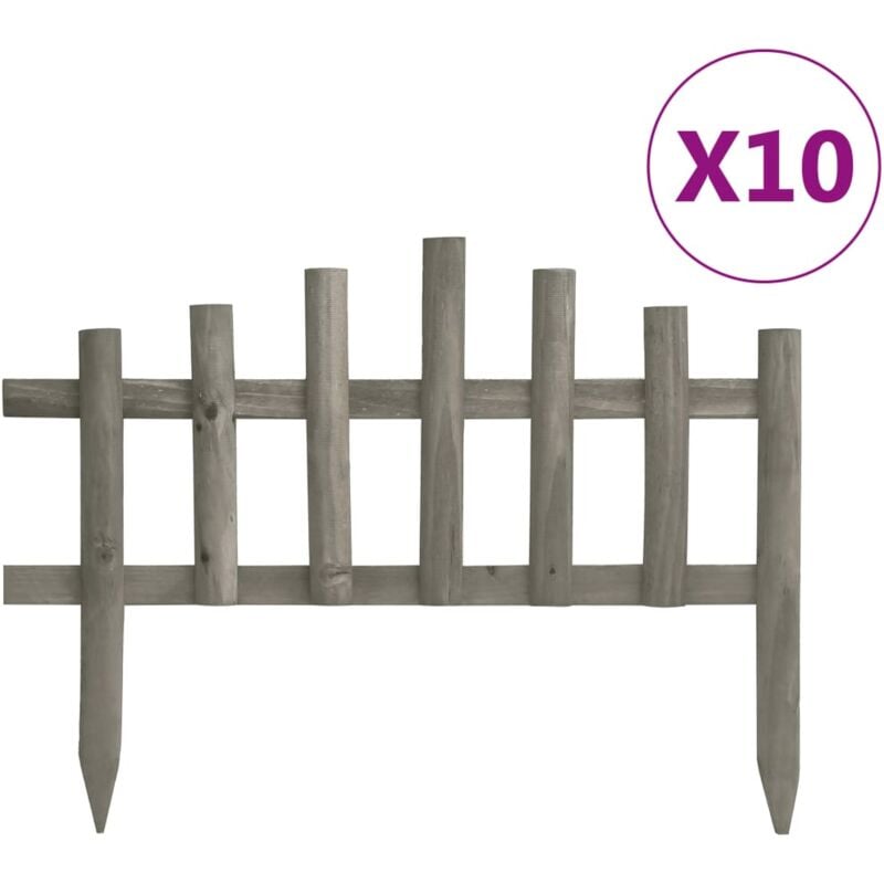 Bordure de jardin Bordure de pelouse 10 pcs Bois de sapin 4,4 m 55668