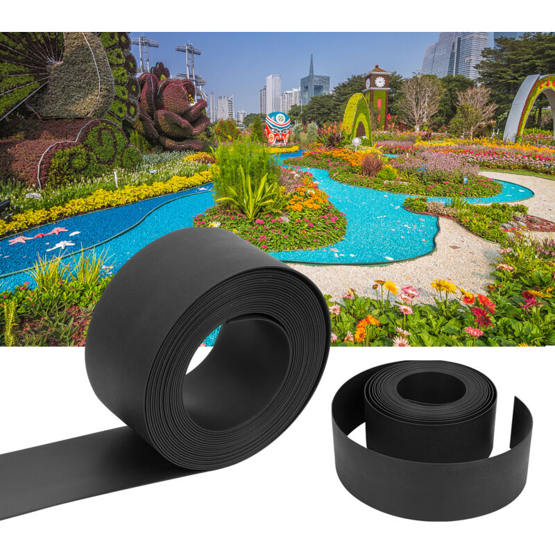 Bordure de jardin Bordure de pelouse flexible Bordure de lit en plastique dur Bordure de tonte Jardinage 25mx10cmx2mm Noir