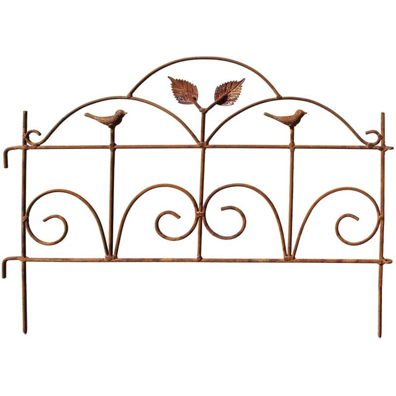 Jardindeco - Bordure de jardin décorative en fer forgé rouillé unitaire