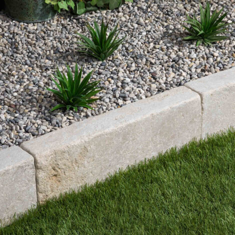 Bordure de jardin en pierre naturelle – Dimensions 50x15x8 cm – Couleur beige – Pour aménagement extérieur durable