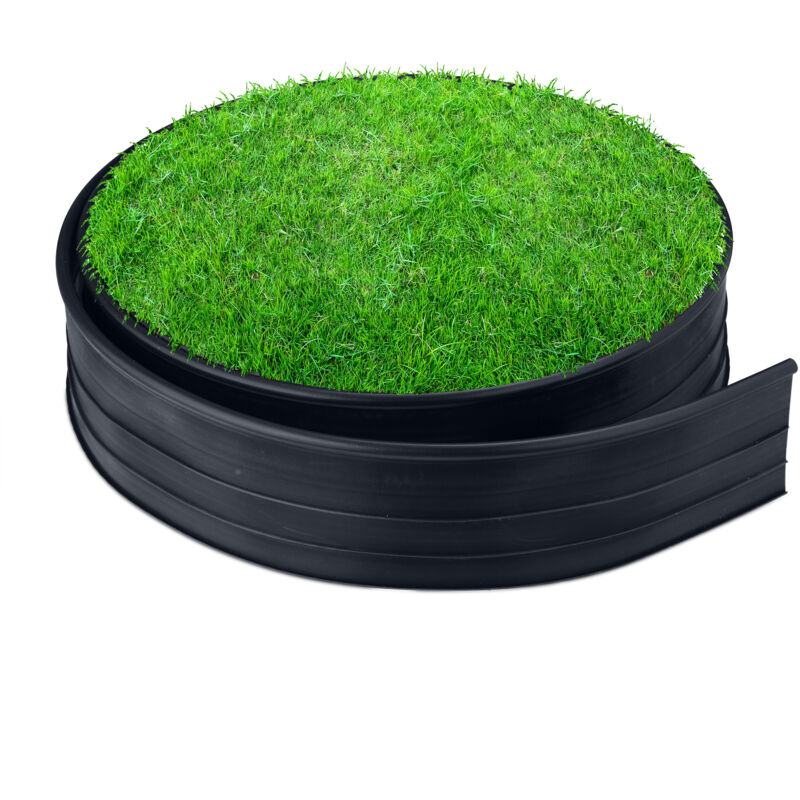 Relaxdays Bordure de jardin, flexible, en plastique, pour pelouse et parterre, H x L : 10 x 1200 cm, noire