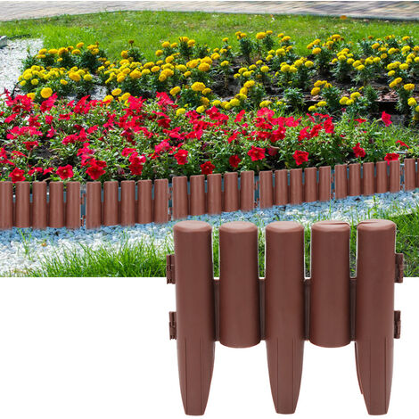 Bordure de jardin en plastique Délimitation pelouse parterre allées Palissade de jardin 10x Palissades = 8,4 m Braun - brun