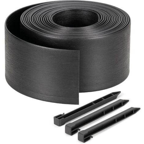 Bordure de Jardin en Plastique Flexible 10 mètres, Hauteur 13cm - avec 20 Piquets d'ancrage – Délimitation Pelouse, Allée, Parterre – Bordurette Extérieure Facile à Installer