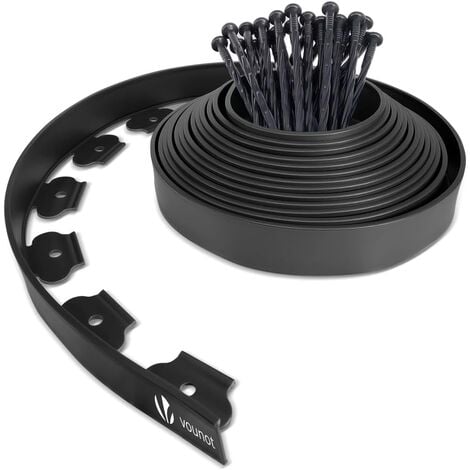 Bordure de jardin flexible 10 cm x 20 mètres avec 60 piquets d'ancrage