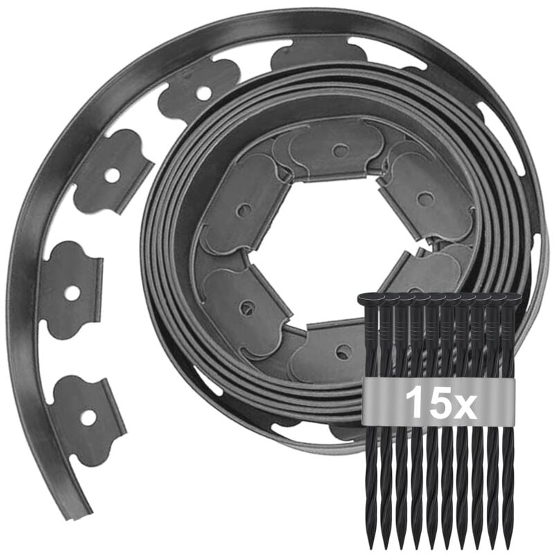 Beijiyi - Bordure de Jardin Flexible 5m × 5cm, Bordures de Jardin avec 15 Piquets d'ancrage, Bordure Jardin Exterieur Plastique, Bordurette de