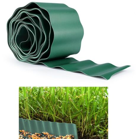 Bordure de jardin flexible 9 m x 15 cm, en PVC vert, pour clôture de pelouse extérieure.
