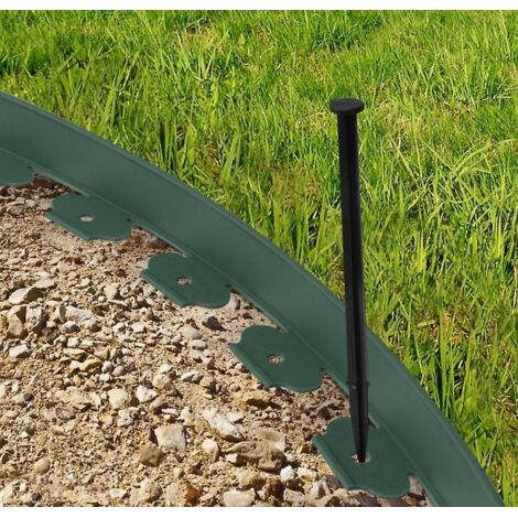 Bordure de jardin flexible verte, 10 m de longueur, 5 cm de hauteur, avec 30 piquets