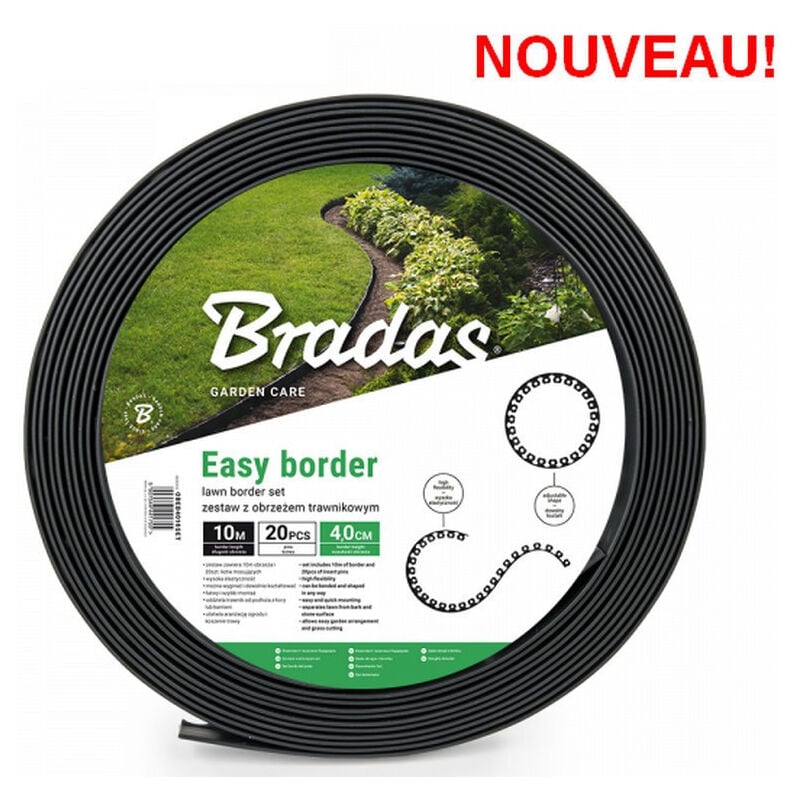 Bordure de jardin graphite foncé EASY BORDER longueur 10 M hauteur 40 mm