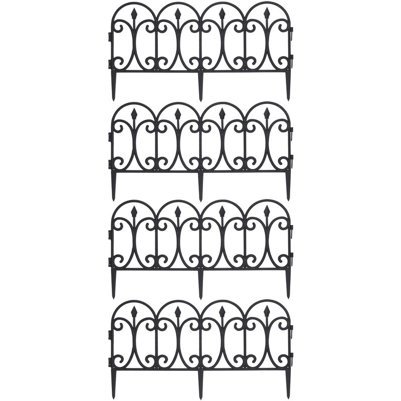 N.a. - Hurdles de jardin en plastique, 4 pièces, couleur noir