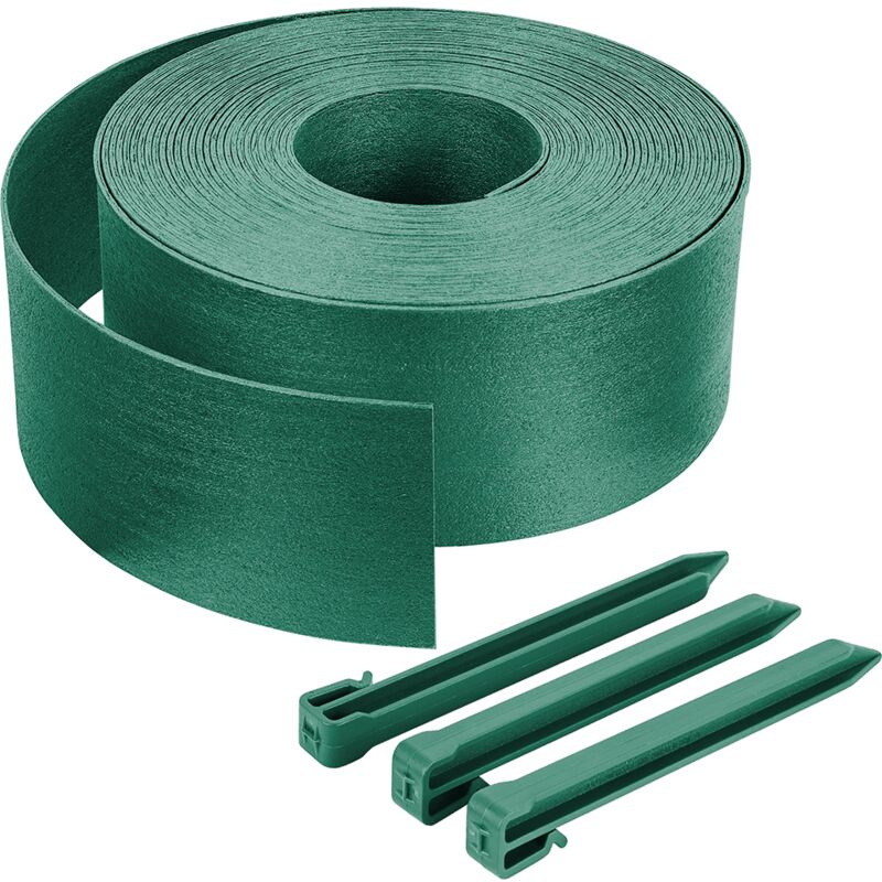 Bordure de jardin haute flexible en pe 20m avec 12 piquets vert - hauteur 13cm - epaisseur 4mm - Vounot