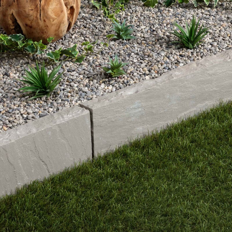 Ro'ma Nature - Bordure de jardin pierre naturelle Grès Kandla - 100x20x8 cm - Gris