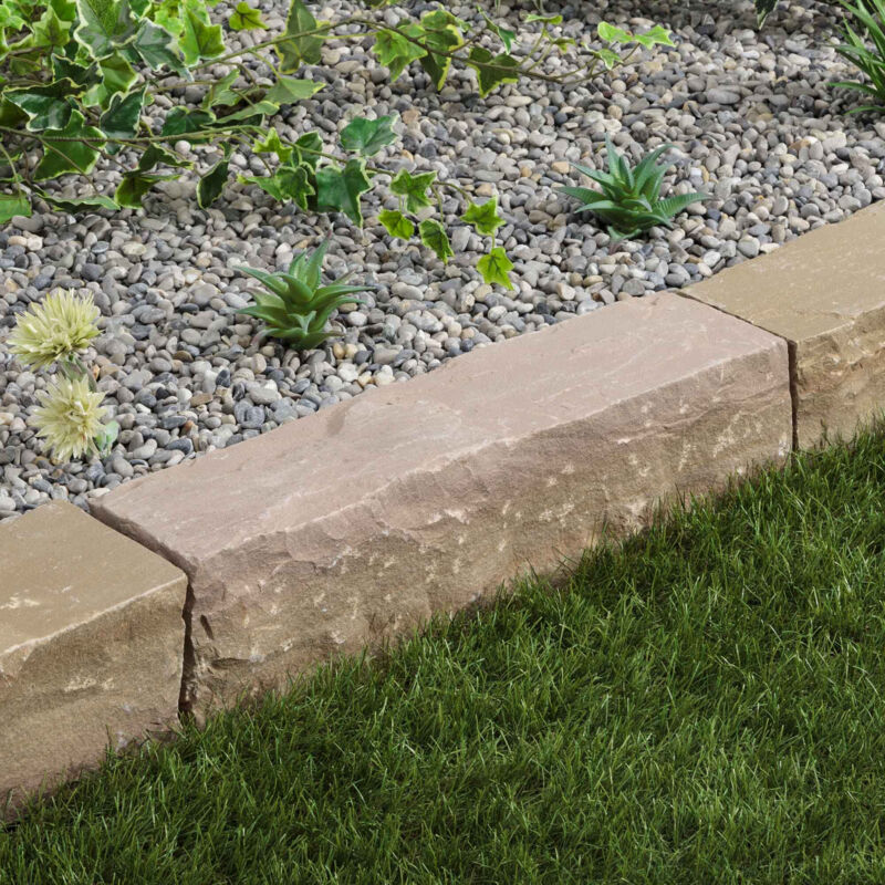 Ro'ma Nature - Bordure de jardin pierre naturelle Grès Kandla - 50x12x12 cm - Ocre