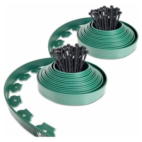 Bordure de jardin plastique flexible 20m avec 60 piquets vert