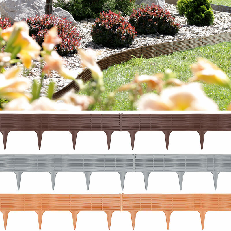 Bordure de jardin, rebord de jardin pelouse parterre palisade - Choix couleurs grau / 15,60m (de)