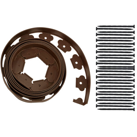 Bordure de jardin sans excavation Haute Densité PE [10m avec 30 ancrages 20cm] Flexible Invisible Vert/Brun/Noir pour séparation parfaite pelouse et massifs