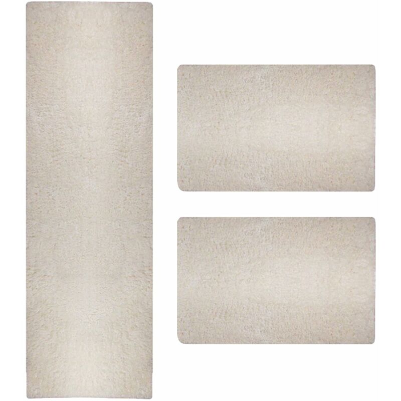 Karat - Descente de lit en peluche Flokati Élite Blanc 1 tapis 67 x 250 cm + 2 tapis 67 x 140 cm