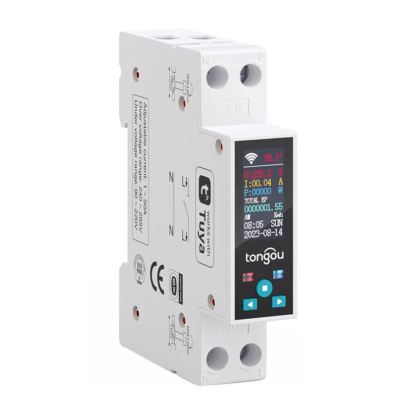 Tongou Tuya Wifi 35 mm DIN RAIL Interrupteur Compteur Intelligent Disjoncteur LED Compteur d'Énergie KWh Minuterie Relais Contrôle APP avec Mesure et
