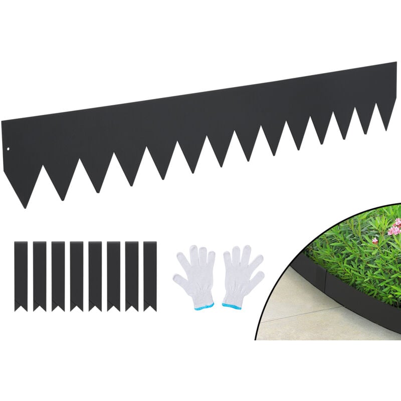 Bordure de paysage en acier Mophorn lot de 6 bandes de 40 po l x 6 po h, bordure à marteler avec 8 clips, pliable pour cour, jardin, pelouse
