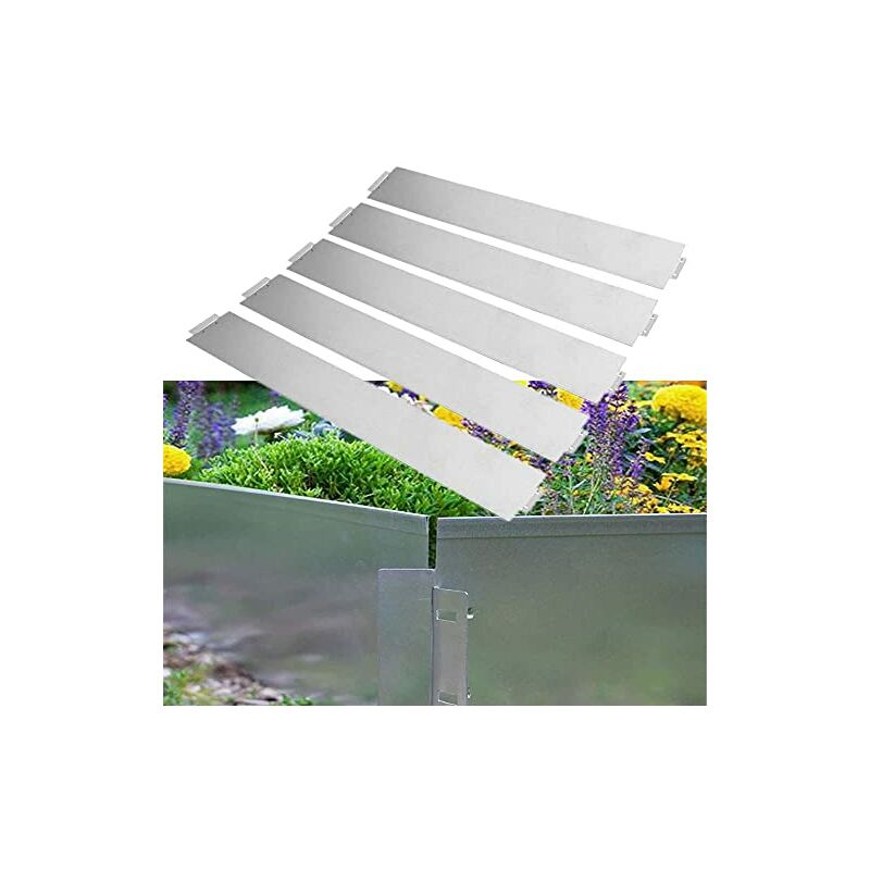 Naizy - Bordure de pelouse en métal 15 m-15 pièces Bordure de Tonte galvanisée 100 x 15 cm la pièce Adaptable Flexible Bordure Argent