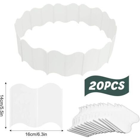 Bordure de Pelouse en Plastique, 40pcs Bordure de Jardin Flexible à Emboter Bordure de lit en Plastique Ondulé, Décoration de Plante de Bordure pour Pelouse Patio Parterre Herbe(Blanc)