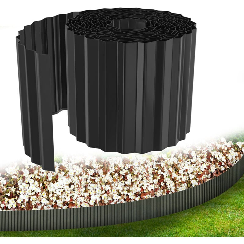 Hengmei - Bordure de pelouse flexible Délimitation de parterre 10m Longueur 15cm Hauteur Ondulé Délimitation de jardin Bordure de jardin en métal
