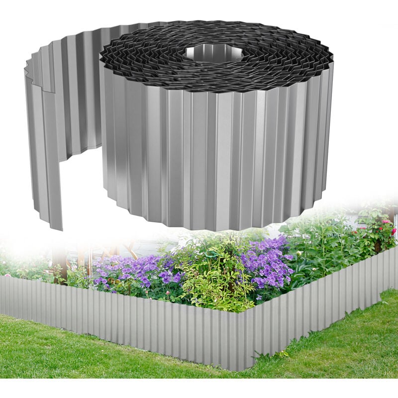 Hengmei - Bordure de pelouse flexible Délimitation de parterre 5m Longueur 15cm Hauteur Ondulé Délimitation de jardin Bordure de jardin en métal