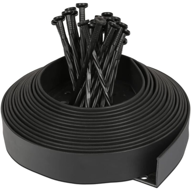 S-giant - Bordure de pelouse flexible en plastique avec 30 piquets d'ancrage pour l'ancrage, bordure de parterre flexible, barrière ronde, longueur