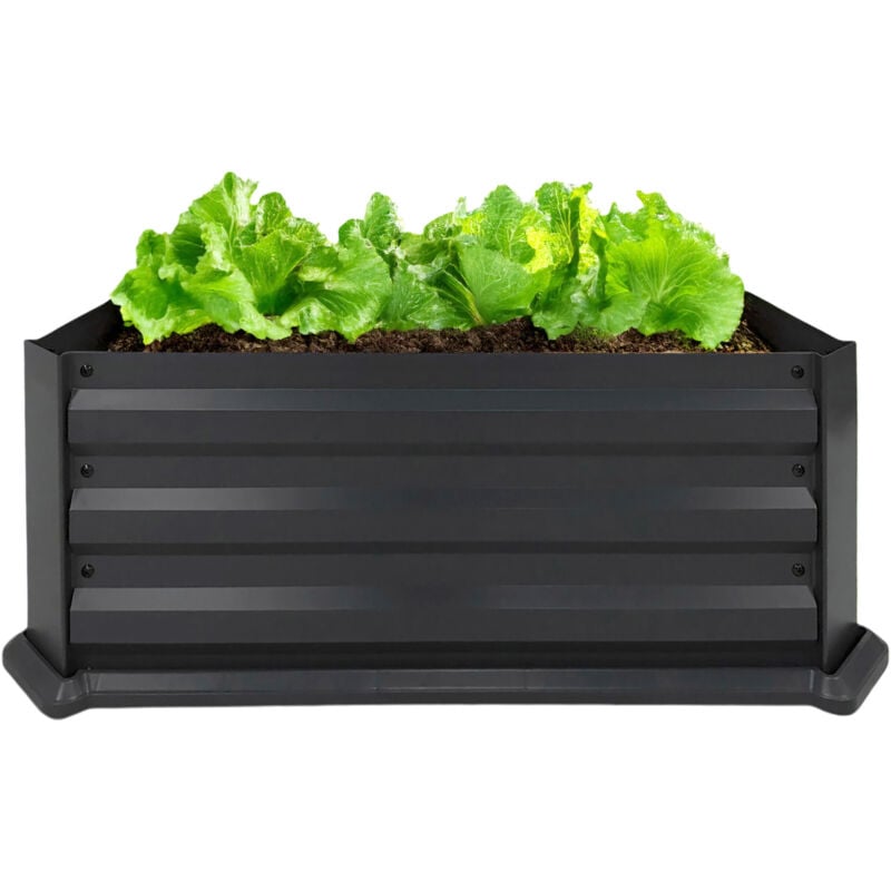 Bordure de potager en métal anthracite thermolaqué - 84 x 54 cm - Cadre de jardin rectangulaire en fer pour potager surélevé