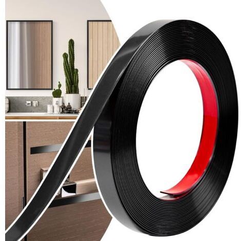 Bordure décorative, bande de décoration auto-adhésive pour portes, fenêtres, miroirs flexibles,armoires, et bordures(Noir,20mm x 12m)
