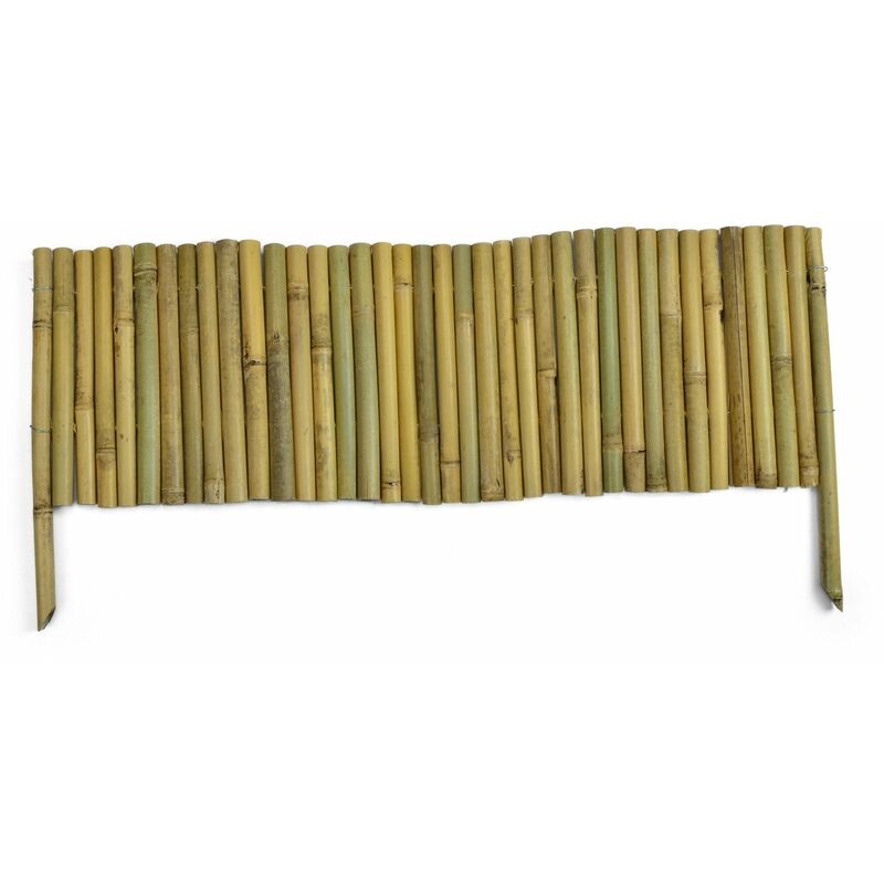 Casa Pura - Bordure d'herbe Bambou Barrière contre les racines Installation facile 15 x 100 cm - Nature