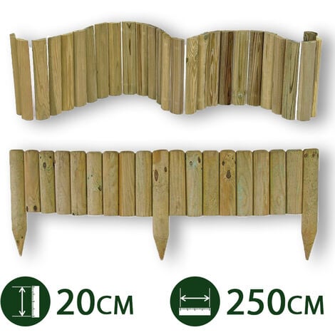 NEXTRADEITALIA BORDURE PER AIUOLE FLESSIBILE Ø 5 CM 250 X 20 H IN LEGNO DI PINO IMPREGNATO DA ESTERNO PER FIORIERE GIARDINI AIUOLA