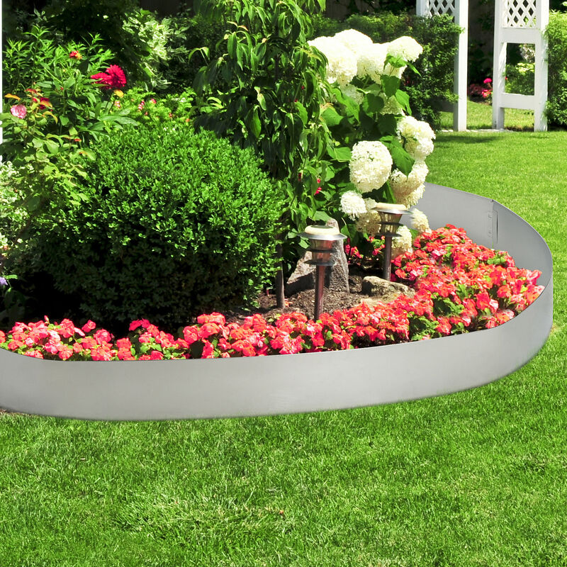 Kit de 20 bordure de jardin acier galvanisé 20m argent Casa.pro