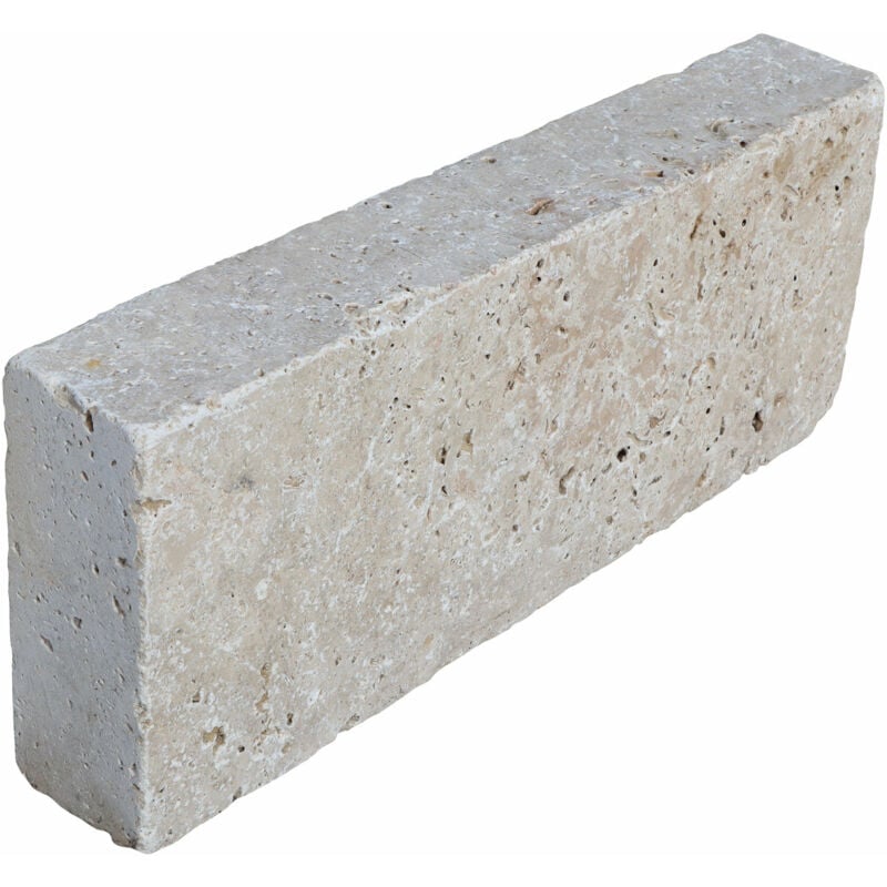 Stone By Stone - Bordure Travertin 1er Choix - Crème - 20x100x8cm - Vieilli - Vendu à l'unité