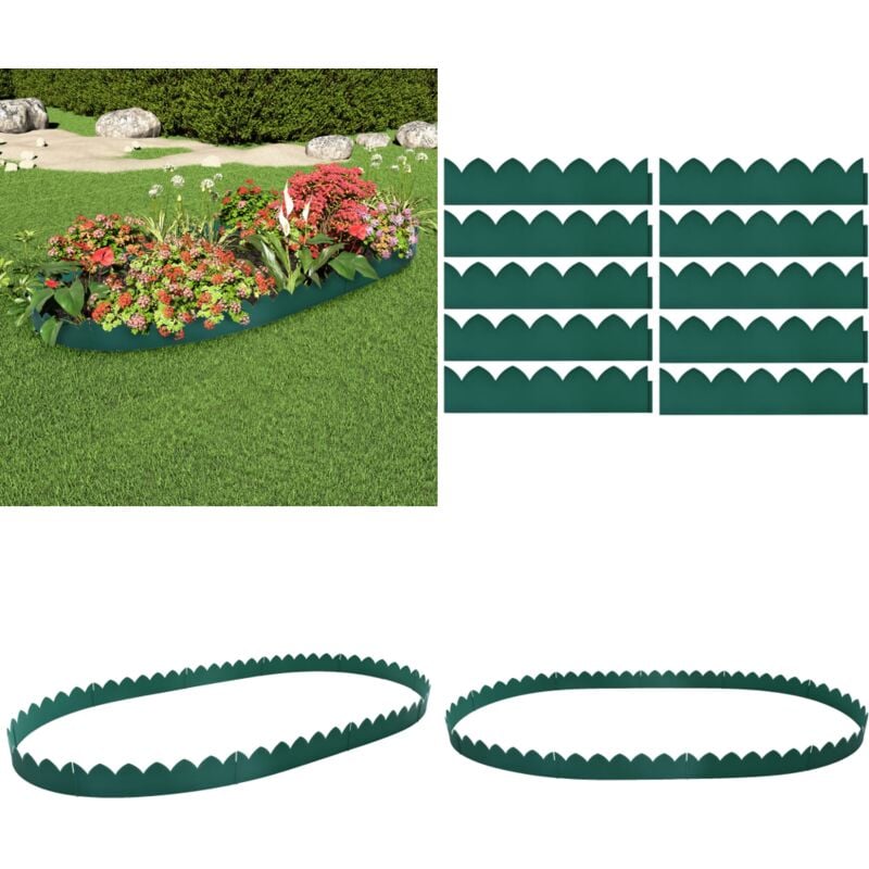 Bordures de jardin 10 pcs Vert 65x15 cm pp - bordure de jardin - bordures de jardin - Home & Living - Vert