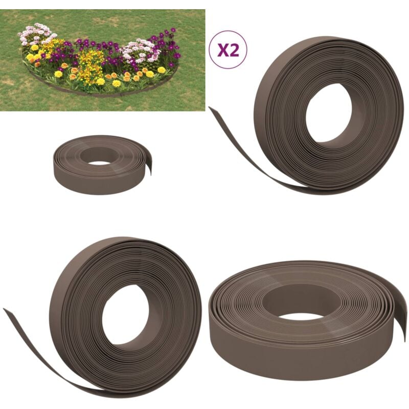Bordures de jardin 2 pcs marron 10 m 10 cm polyéthylène - bordure de jardin - bordures de jardin - Home & Living - Brun