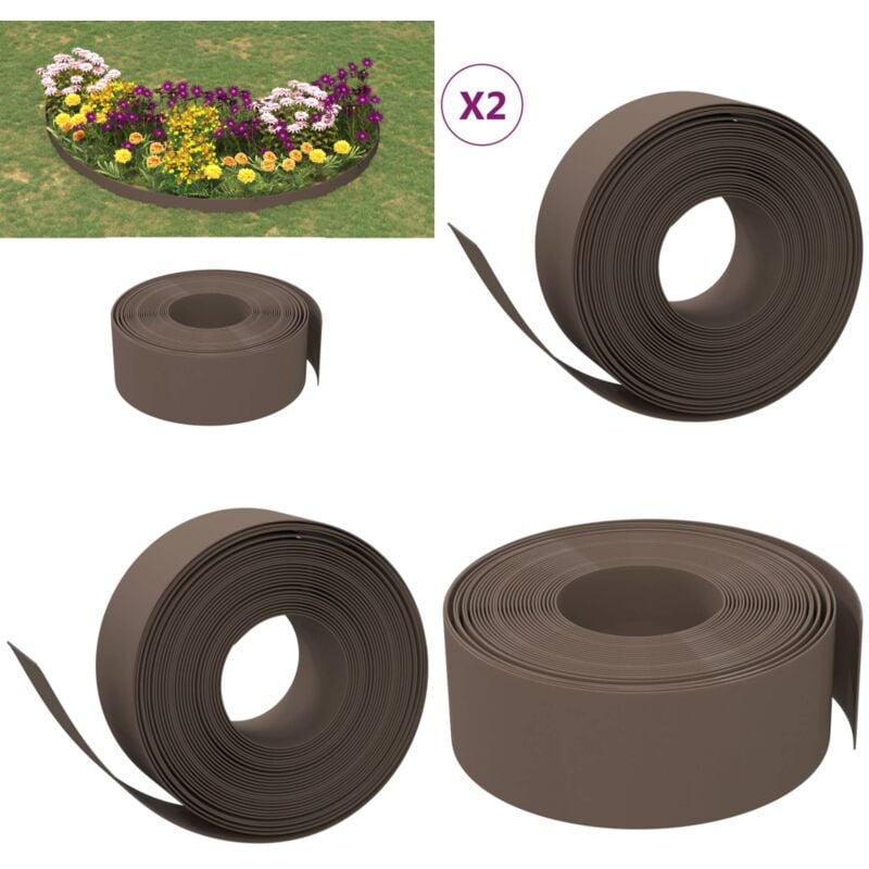 Bordures de jardin 2 pcs marron 10 m 20 cm polyéthylène - bordure de jardin - bordures de jardin - Home & Living - Brun