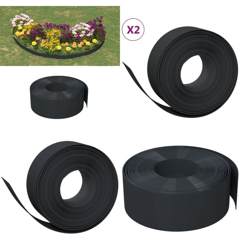 Bordures de jardin 2 pcs noir 10 m 20 cm polyéthylène - bordure de jardin - bordures de jardin - Home & Living - Noir