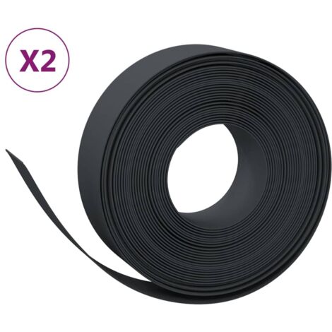Bordures de jardin 2 pcs，Lisière de jardin noir 10 m 15 cm polyéthylène CFW59695