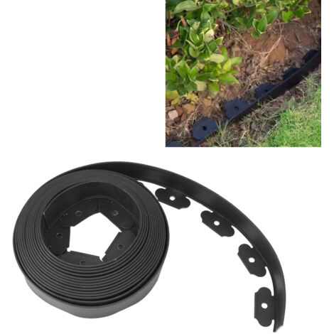 Bordures de Jardin sans Installation Kit en PE L 5x5x1000cm Noir Clous & Séparation pour Pelouse Jardins Paysagers