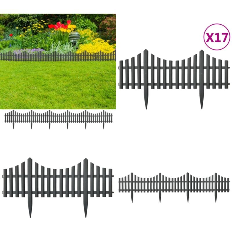 Bordures de pelouse 17 pcs Anthracite 10 m pp - bordure de jardin - bordures de jardin - Home & Living - Anthracite