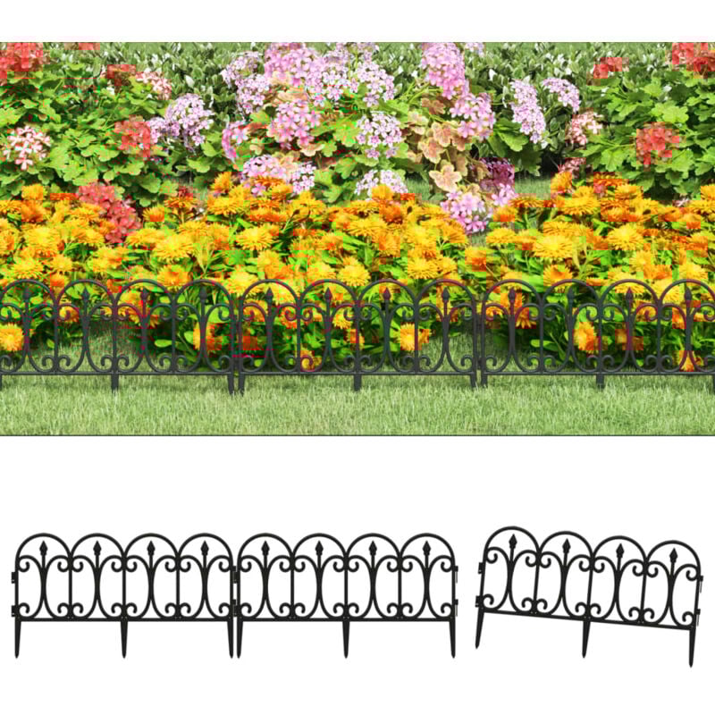 Bordures de pelouse 17 pcs Noir 10 m pp Vidaxl