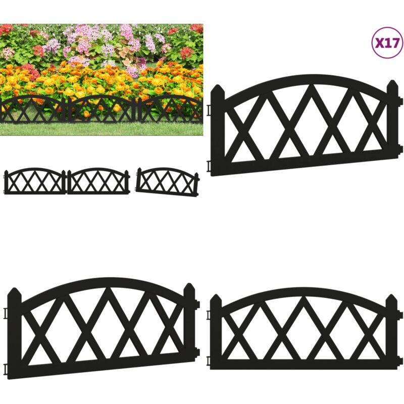 Bordures de pelouse 17 pcs Noir 10 m pp - bordure de pelouse - bordures de pelouse - Home & Living - Noir